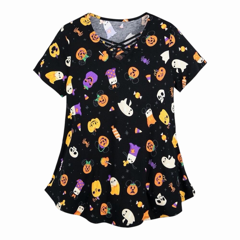 Disney Parks Womens Halloween Shirt Mickey And Friends Allover Print Size XS/S